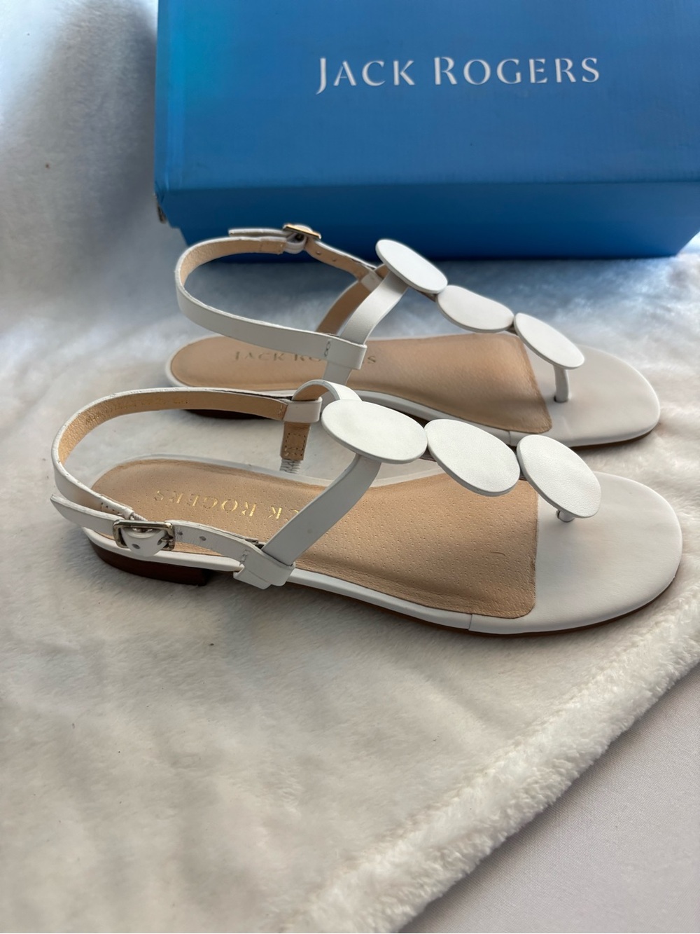 Jack Rogers Women’s Worth Flat Sandal Vanchetta White Size 6M - Picture 2 of 11